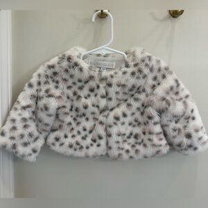 RZ by Rachel Zoe snow leopard faux fur jacket 12m